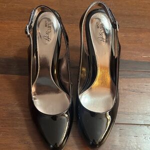 Black Patent Slingback Heels